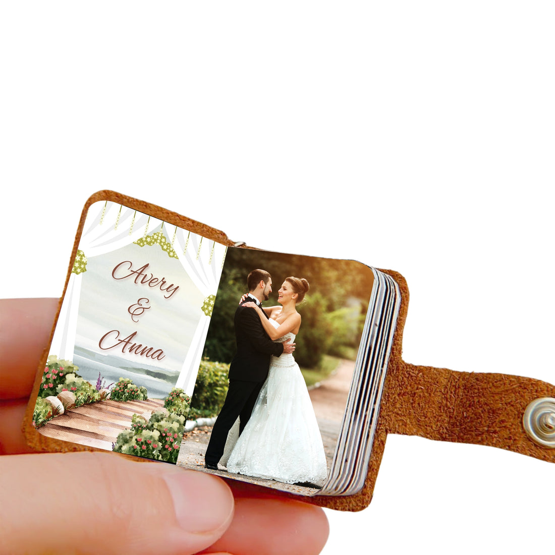 Customized Leather Photo Album Keychain – 12 to 23 Pictures, Perfect Personalized Gift for Birthday, Anniversary & Special Occasions