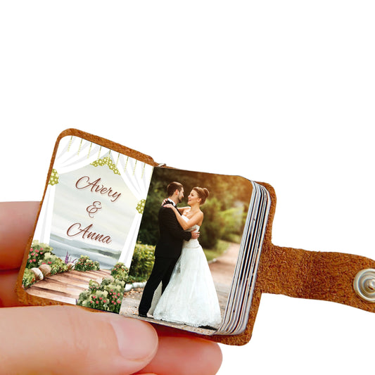 Customized Leather Photo Album Keychain – 12 to 23 Pictures, Perfect Personalized Gift for Birthday, Anniversary & Special Occasions