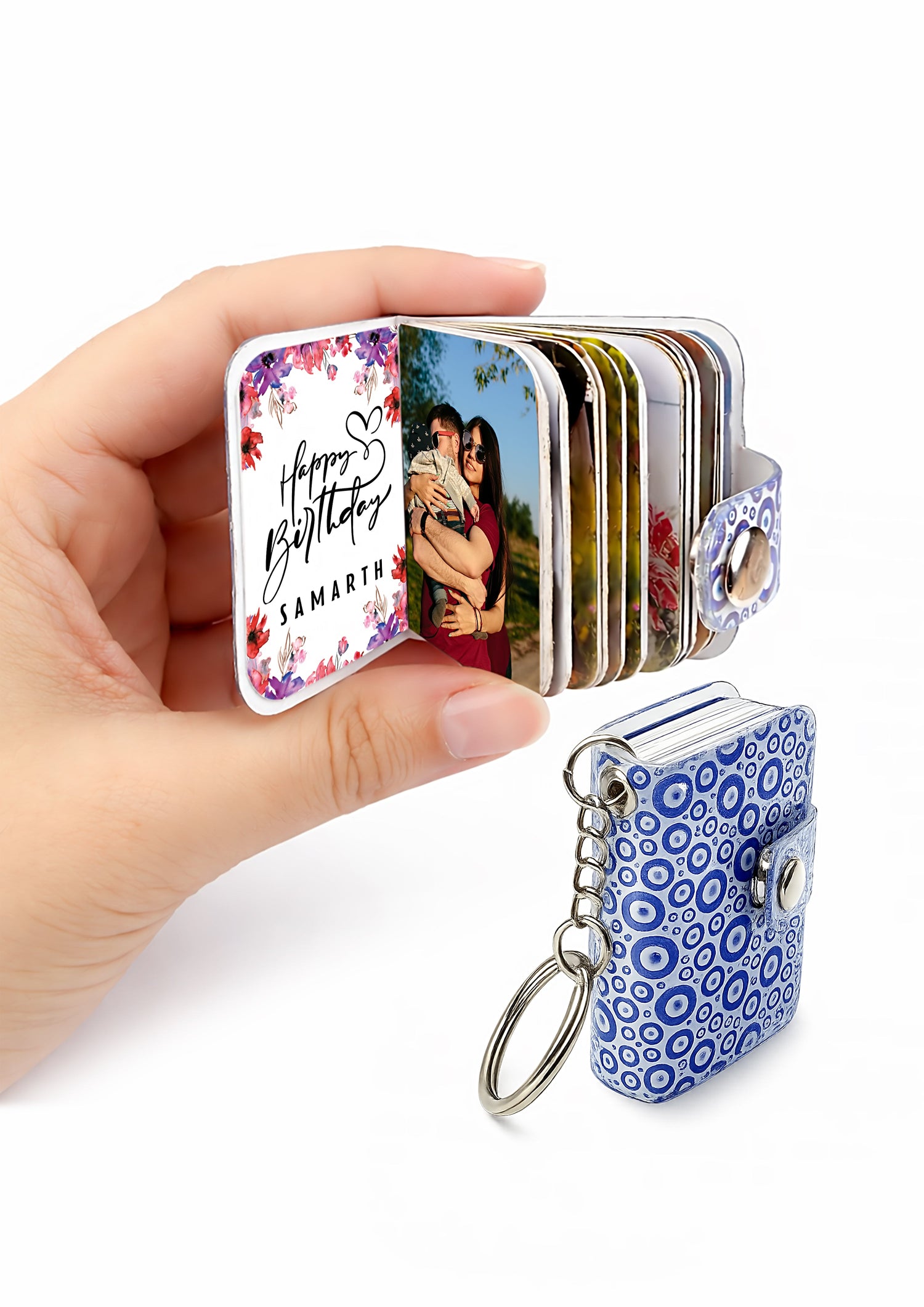 UV acrylic evil eye pattern photo book keychain