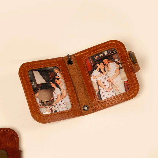 Flashing Click Personalized Photo Album Keychain – Custom Mini Photo Book Leather Gift for Couples, Him, Valentine’s Day Flashing Click