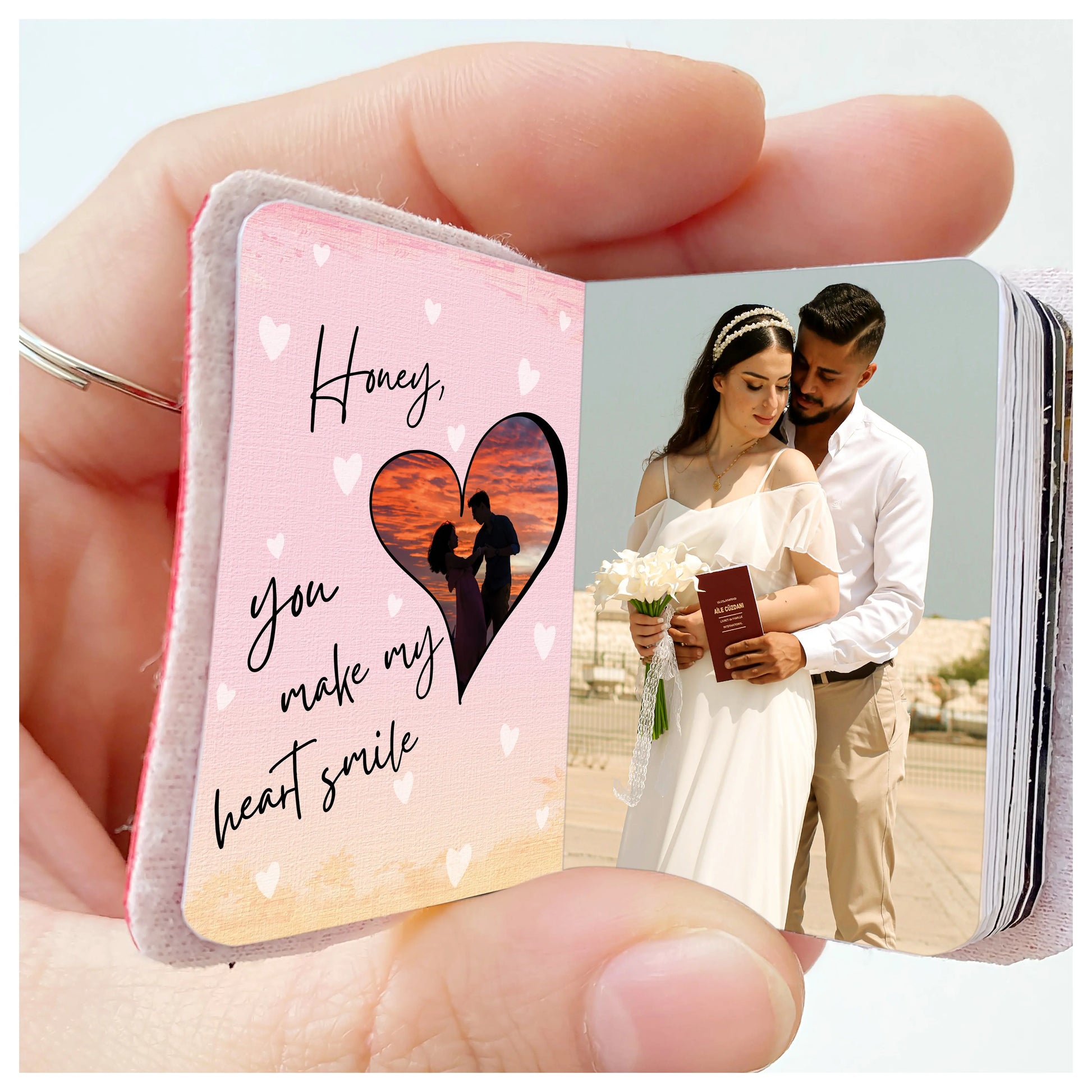Flashing Click Custom Vegan Leather Photo Keychain with 12 Pictures and Text – Perfect Gift for All Occasions Flashing Click