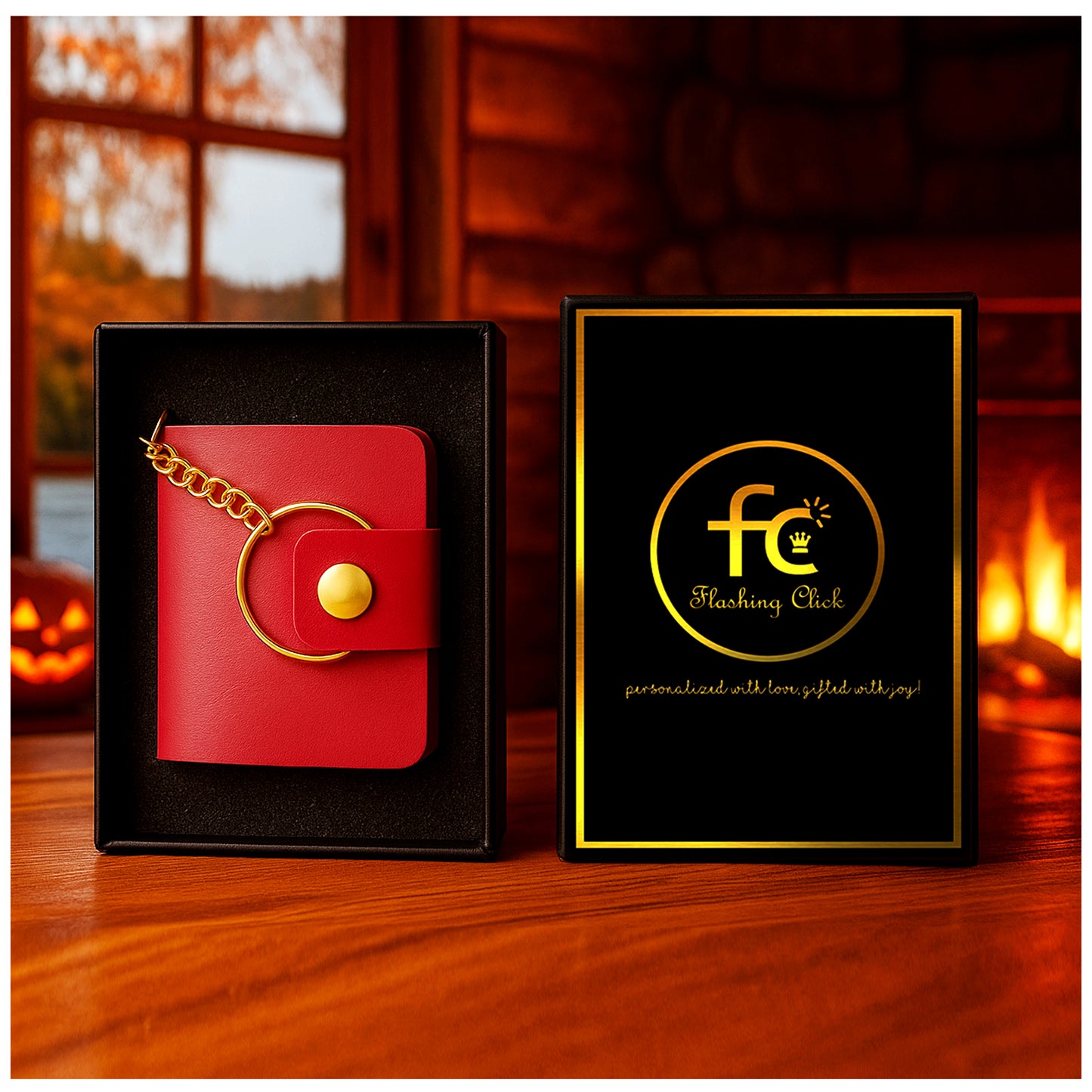 Personalized Red Faux Leather Photo Book Keychain | XL 12–23 Laminated Photos | Name or Message on front page | Gift for Couples, Birthday & Anniversary, new year, valentine day