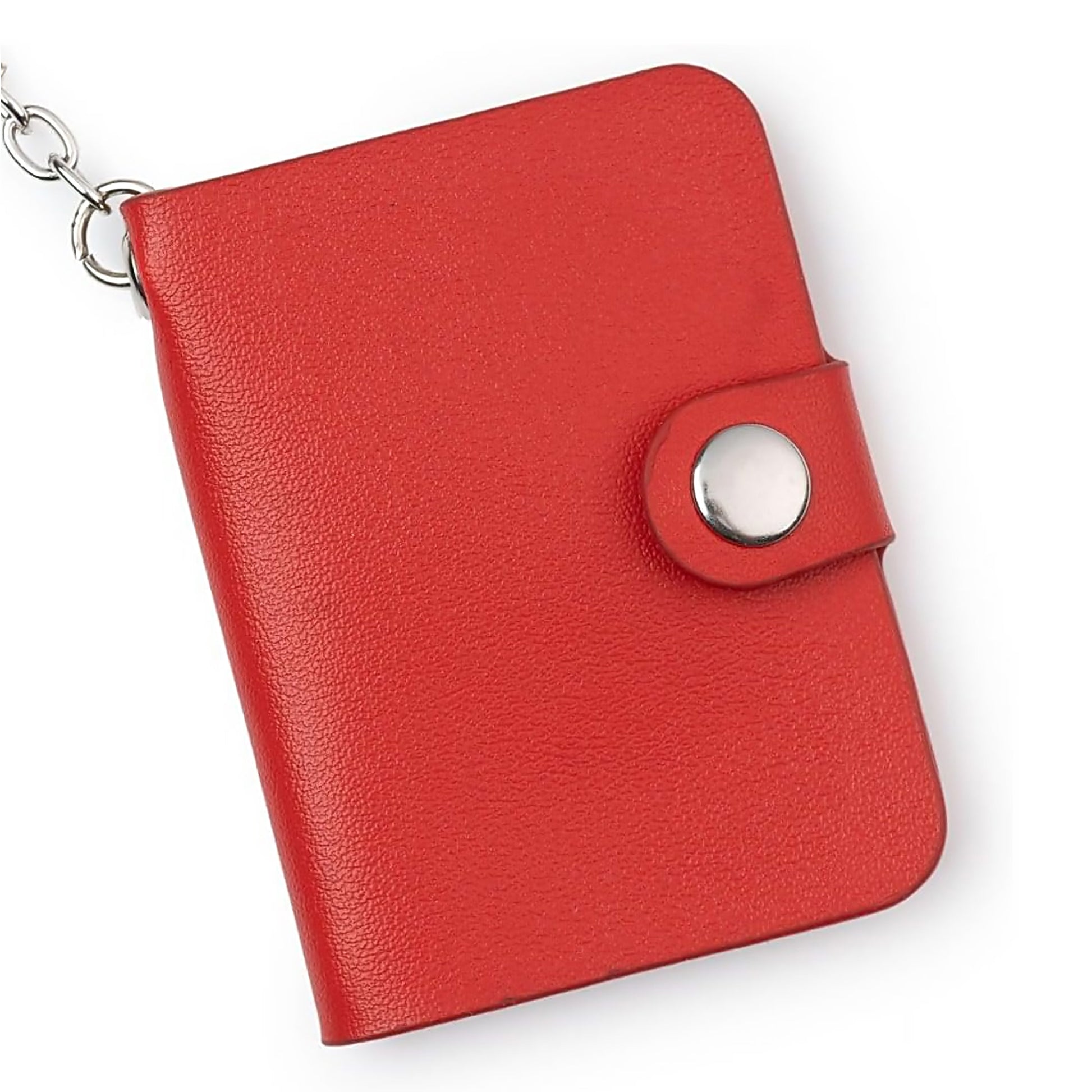 Personalized Vegan Leather Red Mini Photo Book Keychain – Custom Album (12–23 Photos, Text, 2 Sizes) Flashing Click