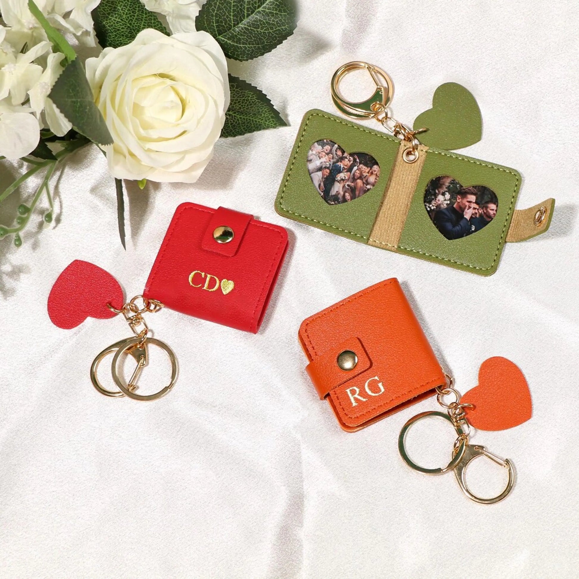 Flashing click Personalized keychain vegan leather 2 fold Flashing Click