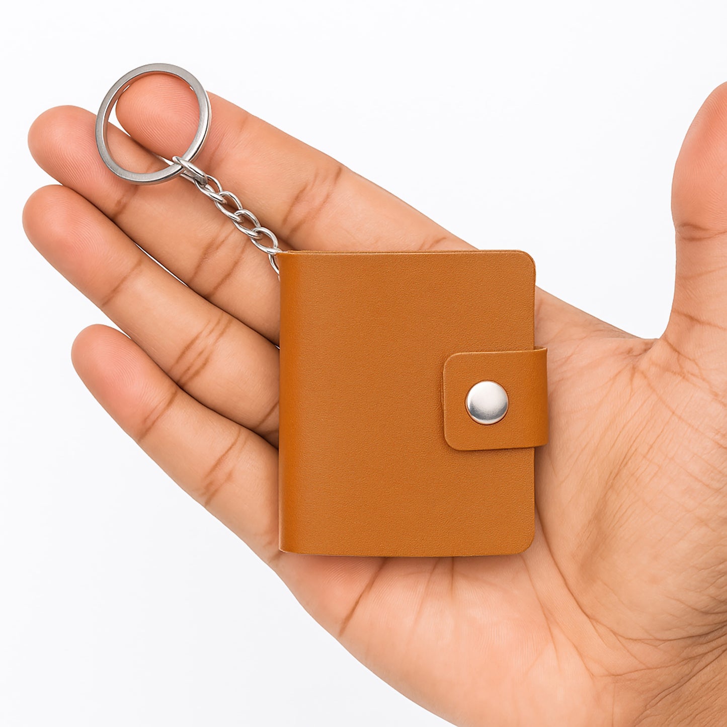 Flashing click Custom Real Leather Photo Book Keychain with 12-Photo with 12 page Calendar | Stainless Steel Ring & Secure Snap Button | Ideal Gift for Birthday, Anniversary, Valentine’s Day, New Year, Couples & More