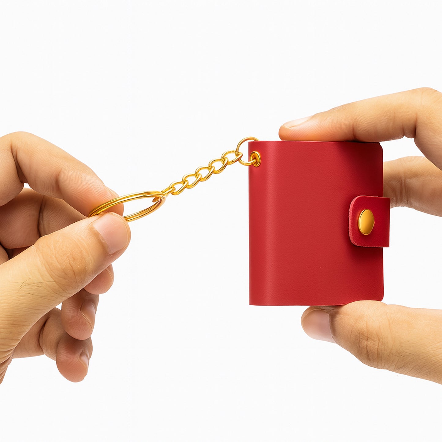 Personalized Red Faux Leather Photo Book Keychain | XL 12–23 Laminated Photos | Name or Message on front page | Gift for Couples, Birthday & Anniversary, new year, valentine day