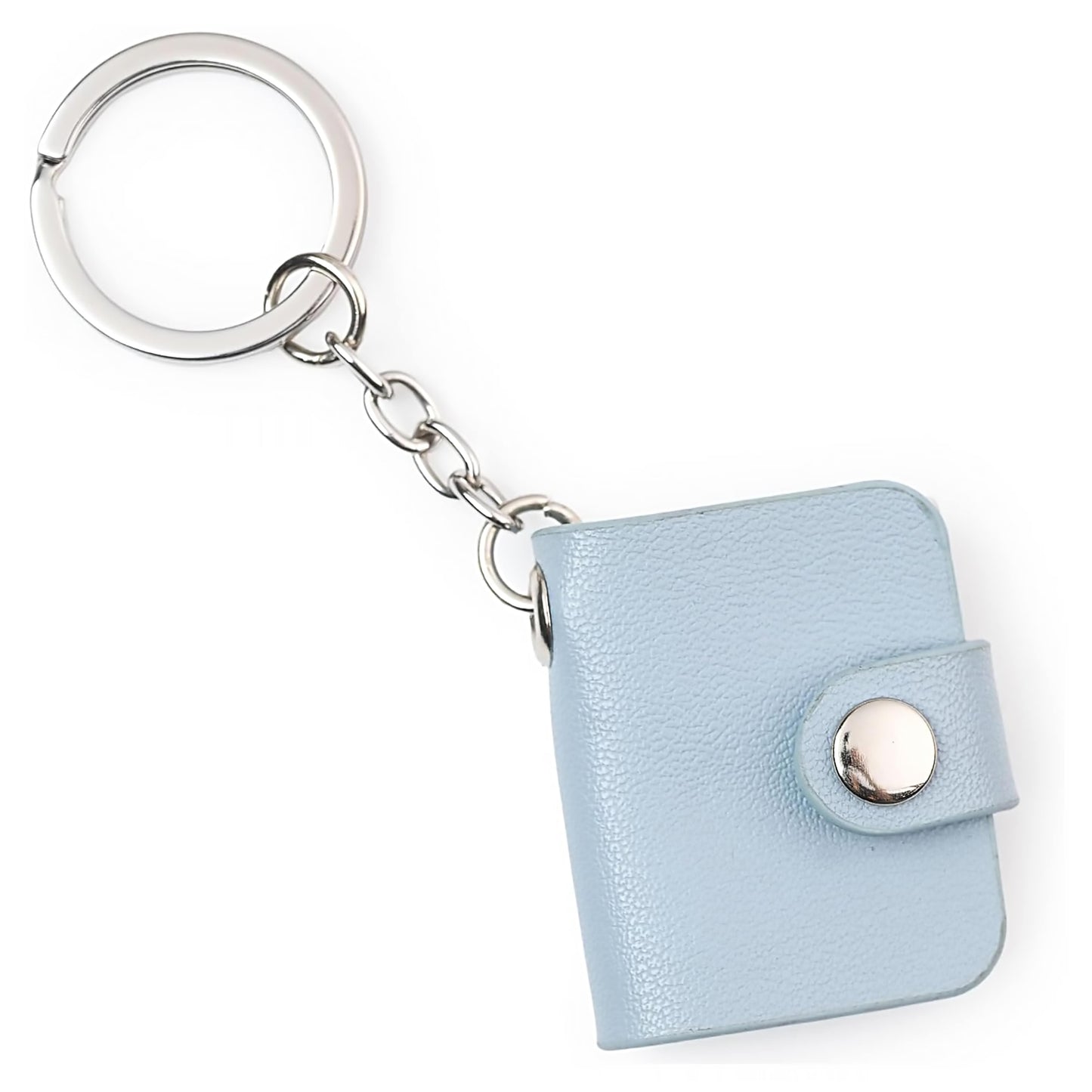 Elegant Grey Vegan Leather Mini Photo Book Keychain – Custom Keepsake (12–23 Photos, 2 Sizes, Text Option Flashing Click