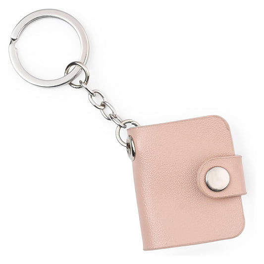Flashing Click Cute Pink Vegan Leather Mini Photo Book Keychain – Personalized Album for Sisters, Friends & Couples Flashing Click
